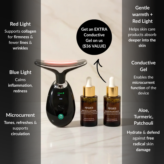 7-Color Red Light & Microcurrent Face & Neck Device + Ayurvedic Conductive Gel