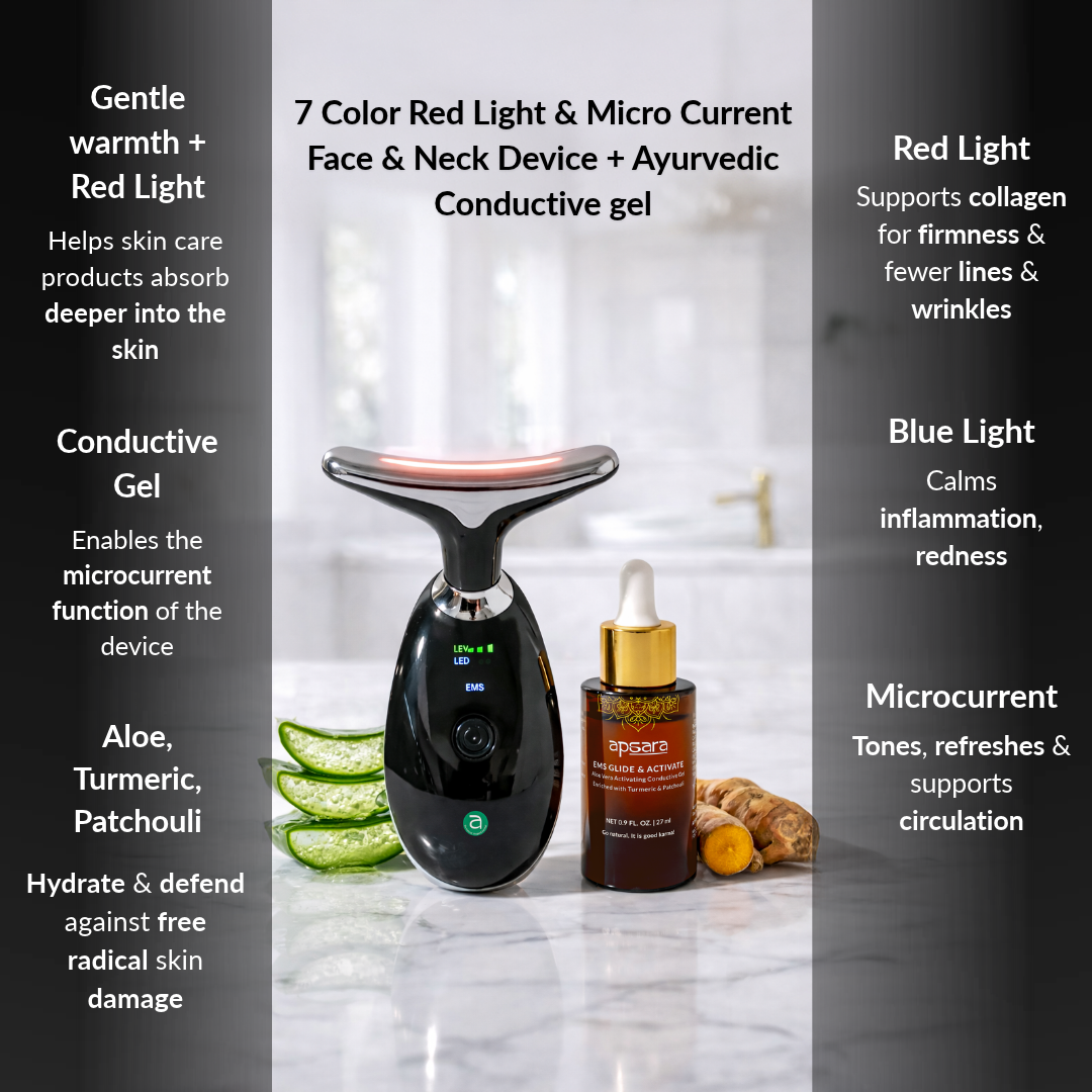 7 Color Red Light & Micro Current Face & Neck Device + Ayurvedic Conductive gel