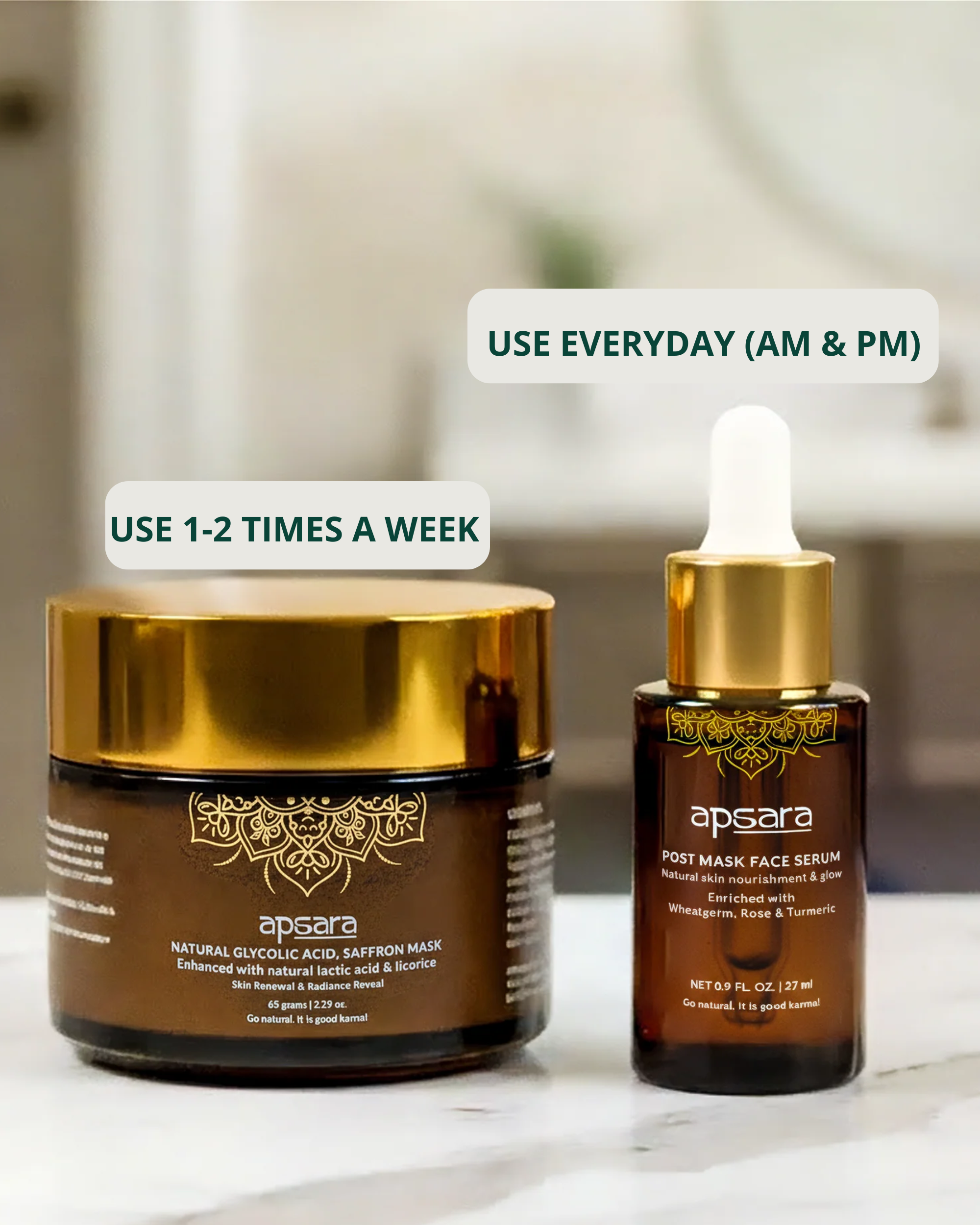 AT HOME  GLYCOLIC ACID, SAFFRON, LACTIC ACID PEEL MASK & POST-MASK SERUM DUO